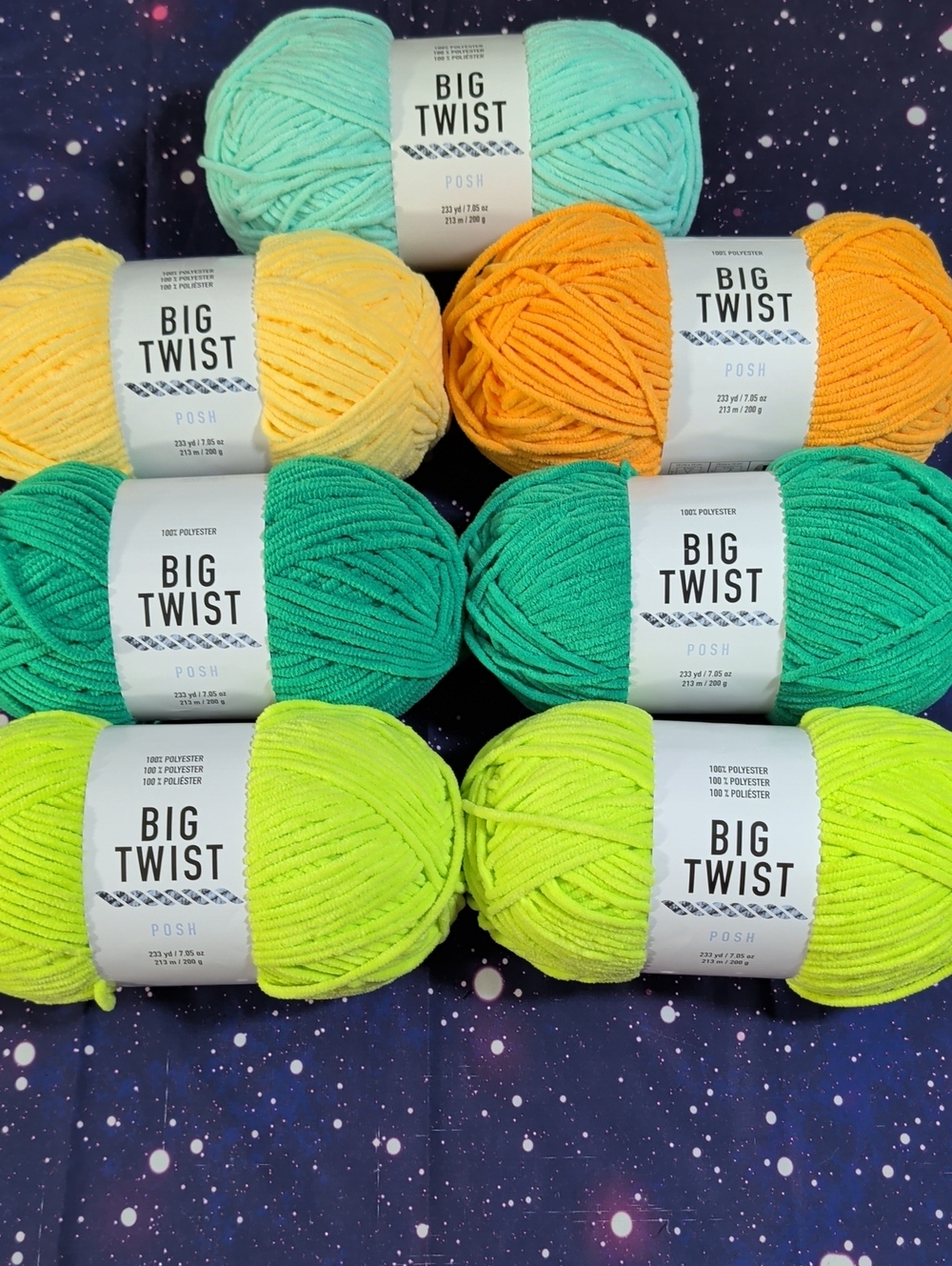 7 Brand New Skeins Big Twist POSH Yarn GREEN 💚 YELLOW 💛 Smoke Free FROM JOANNS